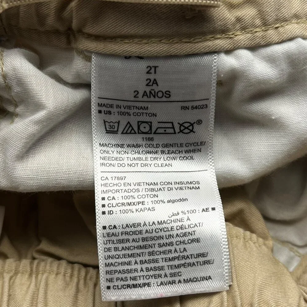 Old Navy‎ Toddler Girl 2T Adjustable Shorts Khaki 100% Cotton